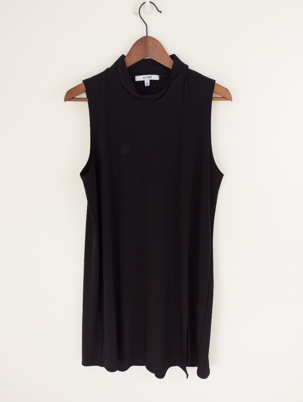Sympli Black Sleeveless Mock Neck Tunic Top Size 14 Made in Canada